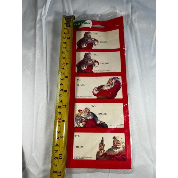Unopened Coca-Cola Santa Vintage Christmas gift tag labels 1997 Stick IOP Sealed - Picture 8 of 9